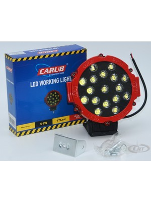 Carub Yuvarlak Çalışma Lambası 17 LED Kırmızı Pro Seri