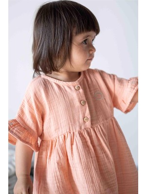 Little Gusto Müslin Elbise Pembe Organik Pamuk