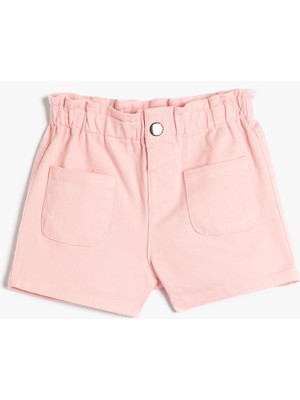 Koton Şort Beli Lastikli Pamuklu Çıt Çıt Düğme Kapamalı