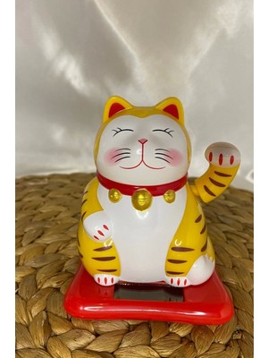 Rahan Maneki Neko Feng Shui Bereket Şans Mutluluk Çağıran Şans Kedisi Solar Panelli Hareketli Pati Maneki Neko Feng Shui 01