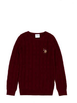 U.S. Polo Assn. Erkek Çocuk Bordo Kazak Bisiklet Yaka Slim Fit Günlük Kullanım İçin