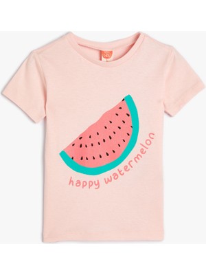 Koton Tişört Karpuz Baskılı Kısa Kollu Pamuklu