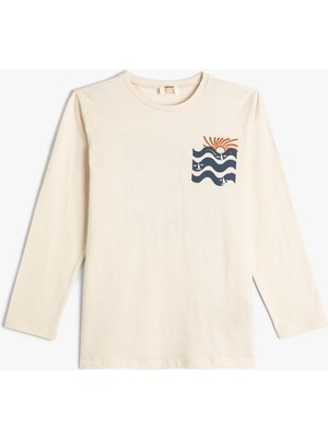 Koton Sweatshirt Uzun Kollu Arkası Baskılı Yaz Temalı Pamuklu