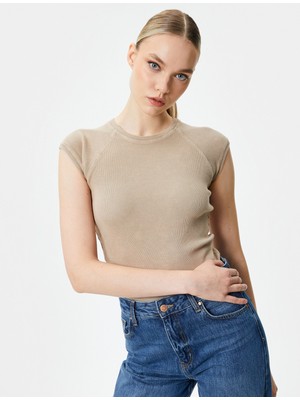 Koton Kap Kol Bisiklet Yaka Tişört Pamuklu Ribanalı Slim Fit