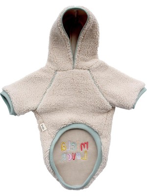 Miela Kids Kapüşonlu Peluş Köpek Sweatshirt Bej