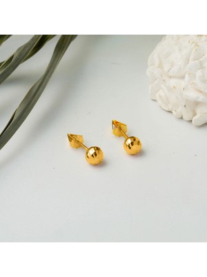 Bilezikci Kalemli Sarı Altın Top Küpe