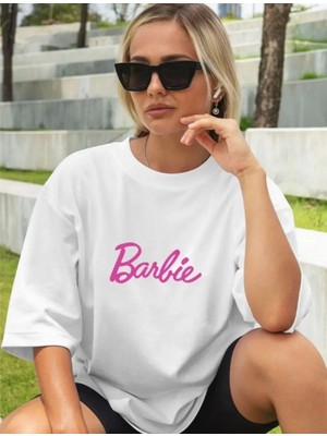 TeksAs Giyim Kadın Baskılı Oversize T-Shirt - Beyaz