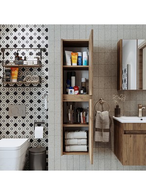 Roomart Atlantik Mat Mdf 130 x 35 cm Banyo Boy Dolabı