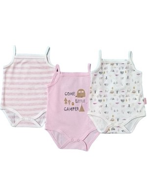 Babydola 13040 Kız Bebek Üçlü Desenli Pembe Body Set