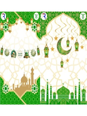 Dizayn Parti Evi Ramazan Sarkıt Süs Renkli 10 Lu Tavan Sarkıt ve Hoşgeldin Ramazan Banner Dekoratif Ramazan Süs