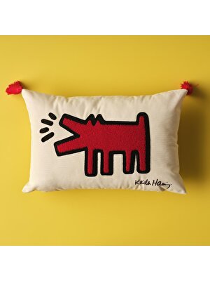 Bella Maison Keith Haring Paw Kırlent Kırmızı (35X50 Cm)