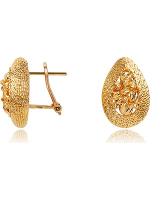 Diamond Line-Gülaylar 22 Ayar Rose Altın Toplu Küpe