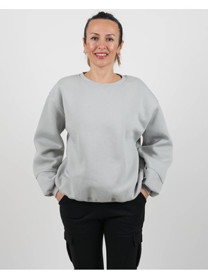 Parla Sports Sweatshirt Basic Kol Detaylı Üç Iplik Şardonlu