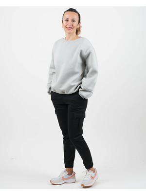 Parla Sports Sweatshirt Basic Kol Detaylı Üç Iplik Şardonlu