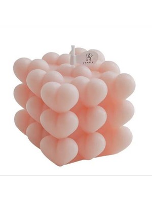 Morlalem 7cm Kalp Bubble Küp Mum Silikon Kalıp K-1265, Kokulu Taş Sabun Alçı Mum Kalıbı