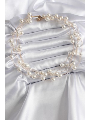 Clariss Brs Gold Renk Çoklu Inci Model Kadın Kolye