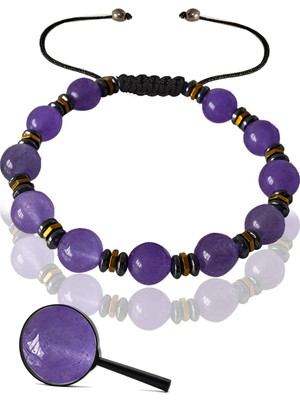 Tesbih Atölyesi Rose Hematitli Mor Kuvars Taşı Ayarlamalı Bileklik