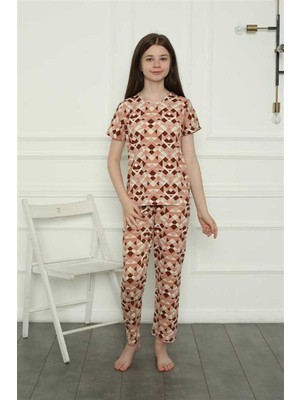 Moda Çizgi Kız Çocuk Penye Pijama Takım 20396
