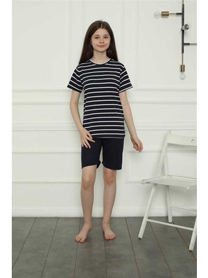 Moda Çizgi Kız Çocuk Penye Şortlu Pijama Takım 20407