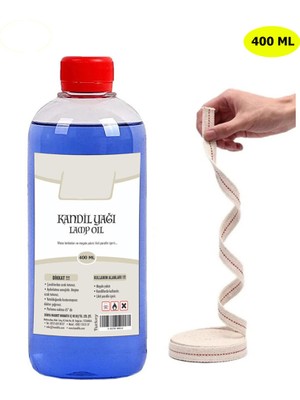 Kandillo, Mavi Kandil Yağı, 400 ml, Kokusuz, Dumansız, Iç Mekan Gaz Lambası Yakıtı + 50 cm Fitil