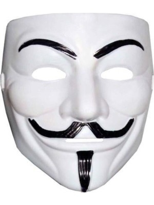 Beyaz Renk V For Vendetta Maskesi Yerli Üretim (4396)