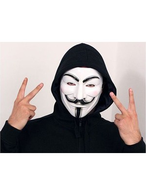 Beyaz Renk V For Vendetta Maskesi Yerli Üretim (4396)