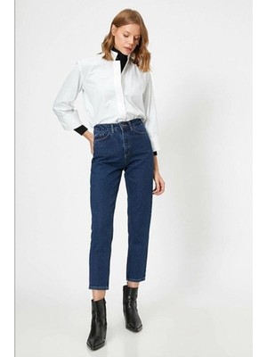 Kot Modası Carmella Koyu Mom Jean Pantolon