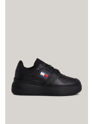 Tommy Hilfiger Kadın Marka Logolu Platform Topuklu Şık Görünüşlü Gündelik Kullanıma Uygun Siyah Sneaker EN0EN02506-BDS