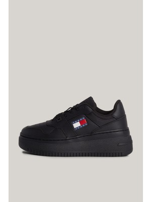 Tommy Hilfiger Kadın Marka Logolu Platform Topuklu Şık Görünüşlü Gündelik Kullanıma Uygun Siyah Sneaker EN0EN02506-BDS