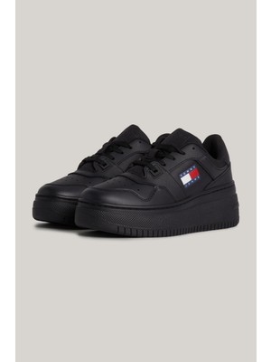 Tommy Hilfiger Kadın Marka Logolu Platform Topuklu Şık Görünüşlü Gündelik Kullanıma Uygun Siyah Sneaker EN0EN02506-BDS