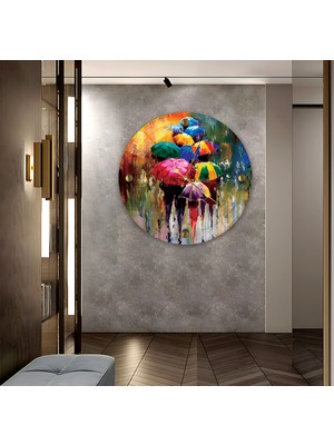 Emya Home Renkli Şemsiye Cam Saat - 40 cm