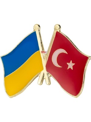 Market66 Ukrayna Türkiye Bayraklı Dostluk Rozeti Ukraine Bayrağı Iğneli Ikili Yaka Rozet Broş