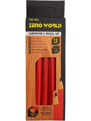 Zeno World Marangoz Kalemi Kurşun Kalem Oval Siyah
