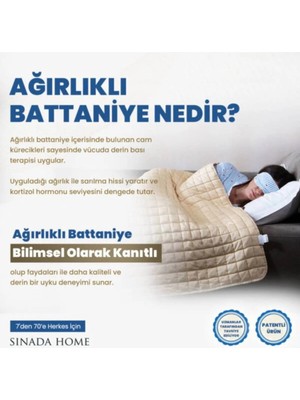 Sinada Ağırlıklı Battaniye Tek Kişilik Yorgan Selenity Taşlı 8 kg  155X215 %100 Pamuk 4 Mevsim Kullanılabilir