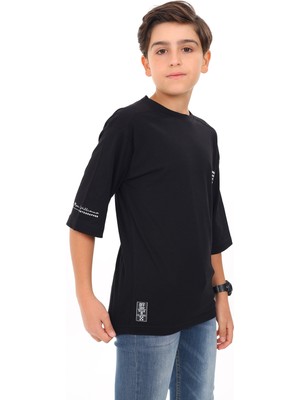 Angelos Girls Erkek Çocuk Yazı Baskılı Basic T-Shirt 9-14 Yaş LX7073