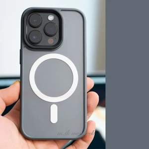 M.TK Moveteck Apple Apple iPhone 15 Pro Max Kılıf Mat Magsafe Wireless Şarj Destekli Hassas Butonlu Titanium Gri Renkli Soft Mat Kenarlı Buzlu Çerçeveli Darbe Korumalı