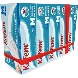 Beyaz Nitril Eldiven Pudrasız M 100'lü x 5 Paket