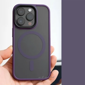 M.TK Moveteck Apple iphone 15 Pro Max Kılıf Mat Magsafe Wireless Şarj Destekli Hassas Butonlu Soft Mat Kenarlı Buzlu Çerçeveli Darbe Korumalı Lansman Kapak