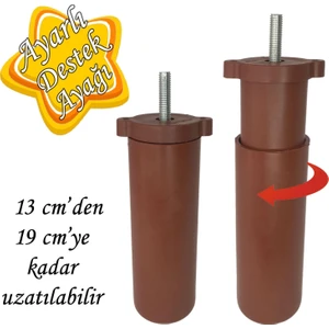 Ayarlı Destek Ayağı 13 x 19 cm Kahverengi Gizli Ayak Mobilya Kanepe Baza Koltuk Dolap Tv Ünitesi