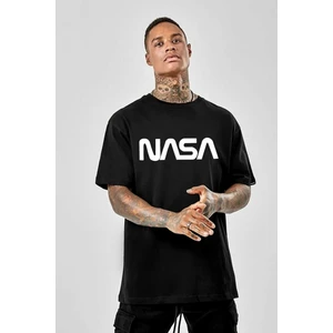 Unisex Nasa Baskılı Siyah Tshirt