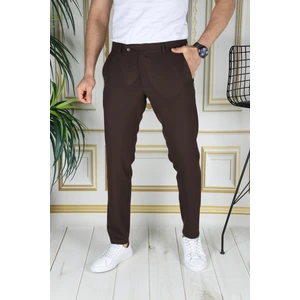 Erkek Kahve Renk Italyan Kesim Slimfit Kumaş Pantolon