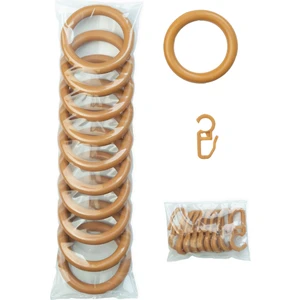 Rustik Perde Halkası ve Klips Meşe - 10 Adet