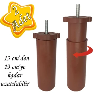 2 Adet Ayarlı Destek Ayağı 13 x 19 cm Kahverengi Gizli Ayak Mobilya Kanepe Baza Koltuk Dolap Tv Ünitesi