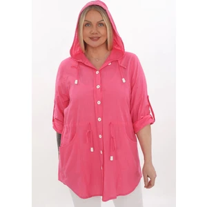 Lady Majestic Cotton Büyük Beden Kapüşonlu Mevsimlik Ceket