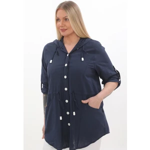 Lady Majestic Cotton Büyük Beden Kapüşonlu Mevsimlik Ceket