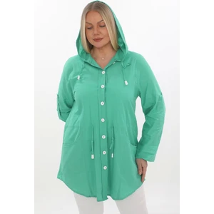 Lady Majestic Cotton Büyük Beden Kapüşonlu Mevsimlik Ceket