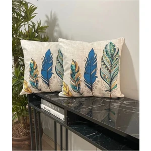 Palmia Home Tüy Desenli Çift Taraflı Dekoratif 2’li Kırlent Kılıfı Seti