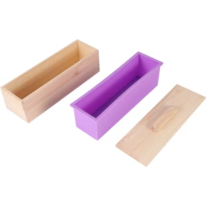 Dikdörtgen Ahşap Sabun Kalıp Silikon Astar Kapaklı Somun Sabun Kalıp Aracı Diy Sabun Mum Kalıp 1200G Kalıp Yapma Aracı (Yurt Dışından)