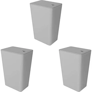 Pres Tipi Kapaklı Banyo Çöp Kovası, Mutfak/yatak Odası/ofis Için Küçük Ince Çöp Kutusu Çöp Sepeti, Gri 3 Adet (Yurt Dışından)