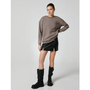 Basic Sweatshirt Bisiklet Yaka Uzun Kollu